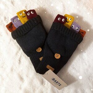 NWT Barts Puppets Bumgloves Mittens Flips Navy Blue Sz 4 (6-8 yrs) Colorful Kids